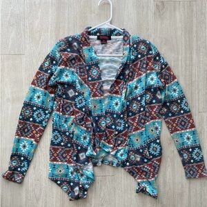 Rock & Roll Denim Women’s Aztec Open Front Cardigan Size S Western Boho